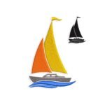 Waves and Sailboat Embroidery design