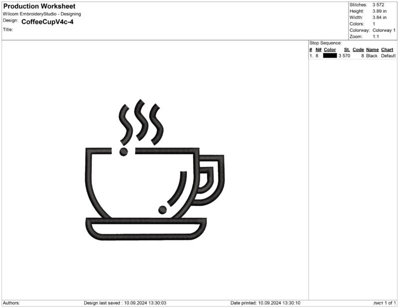 Cup of Coffee Embroidery design