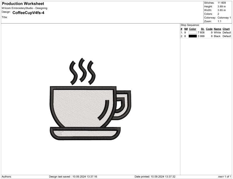 Cup of Coffee Embroidery design