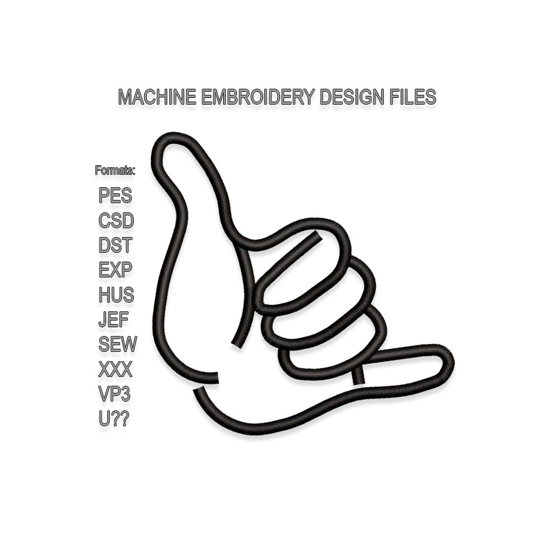 Jumbo sign or Shaka sign Embroidery design