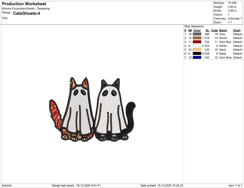 Cats Ghosts Embroidery design