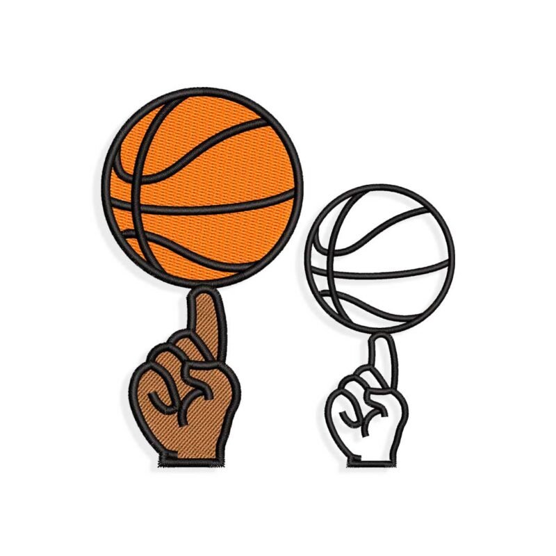 Spinning basketball on finger Embroidery design