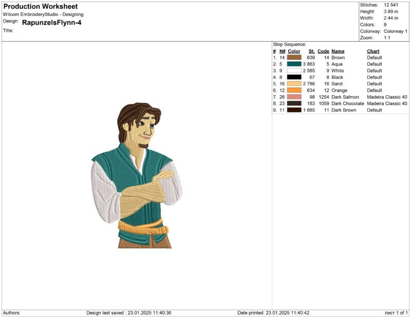 Rapunzels prince Flynn Rider Embroidery design - Image 2