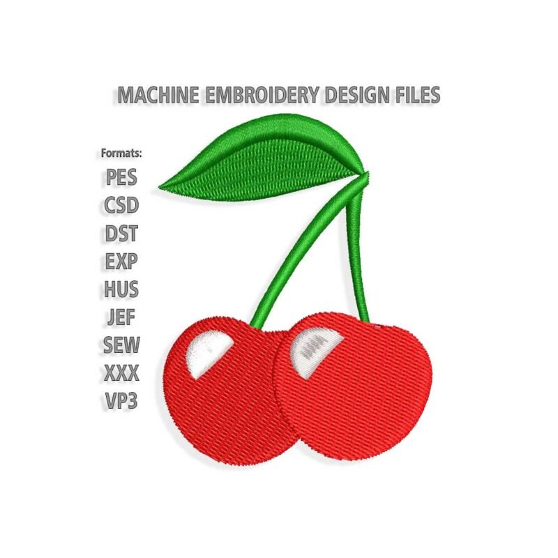 Leaf and two cherries Embroidery design