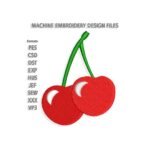 Two red cherries Embroidery design