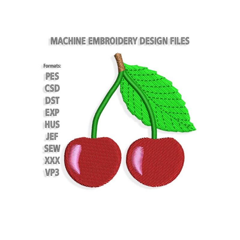 Double cherries embroidery design files