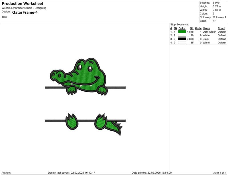 Gator holds name frame Embroidery design files - Image 2