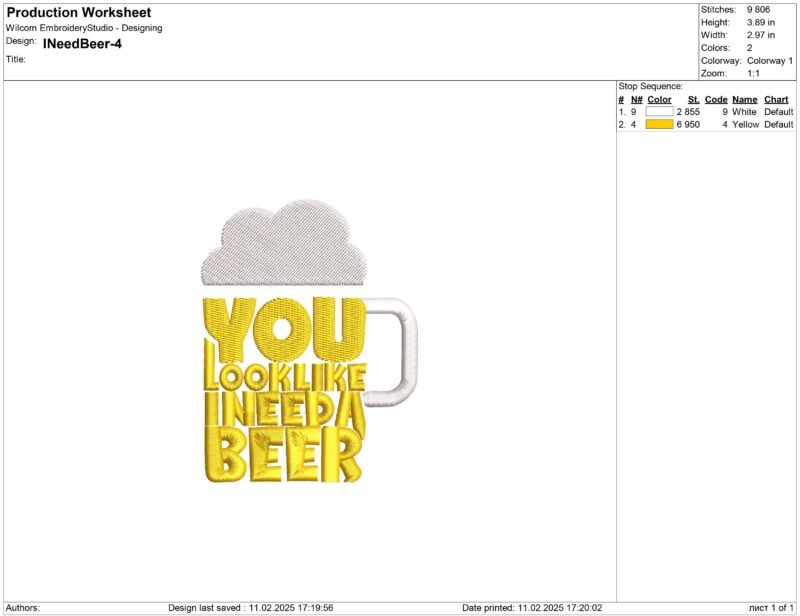 You look like i need a beer Embroidery design