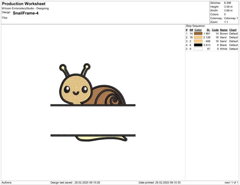 Snail holds name frame Embroidery design files - Image 2