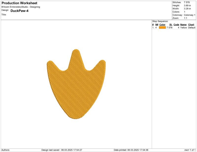 Duck Pawprint Embroidery design