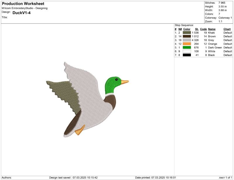 Duck Embroidery design files