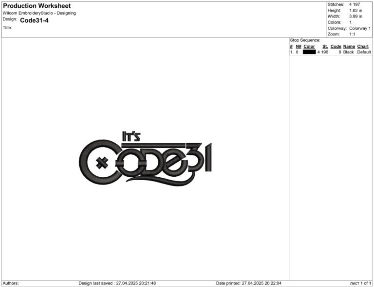 Code31 Embroidery design files for machine embroidery