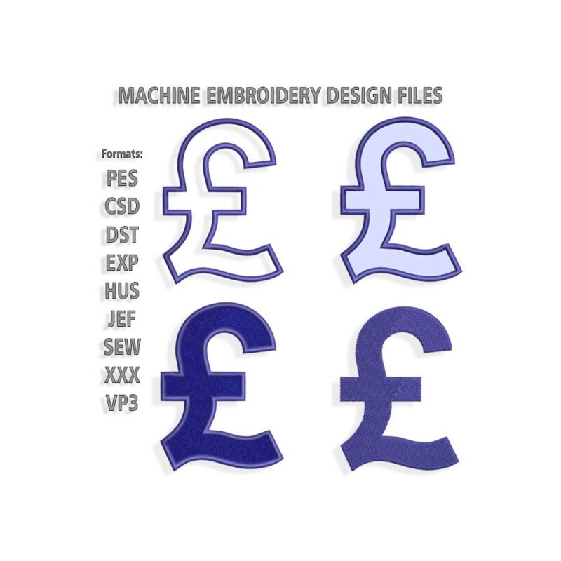 British pound Embroidery design