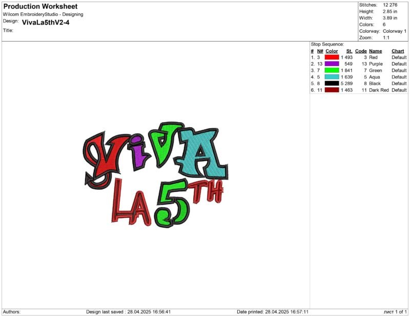 Viva La 5th Embroidery design - Image 2