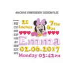 Minnie Mouse Baby Birth Announcement Embroidery design