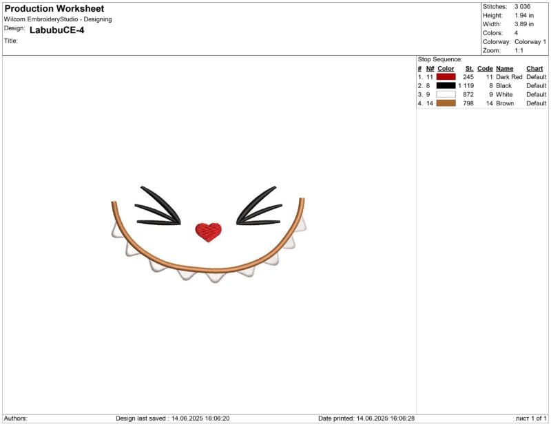 Labubu doll Face Embroidery design
