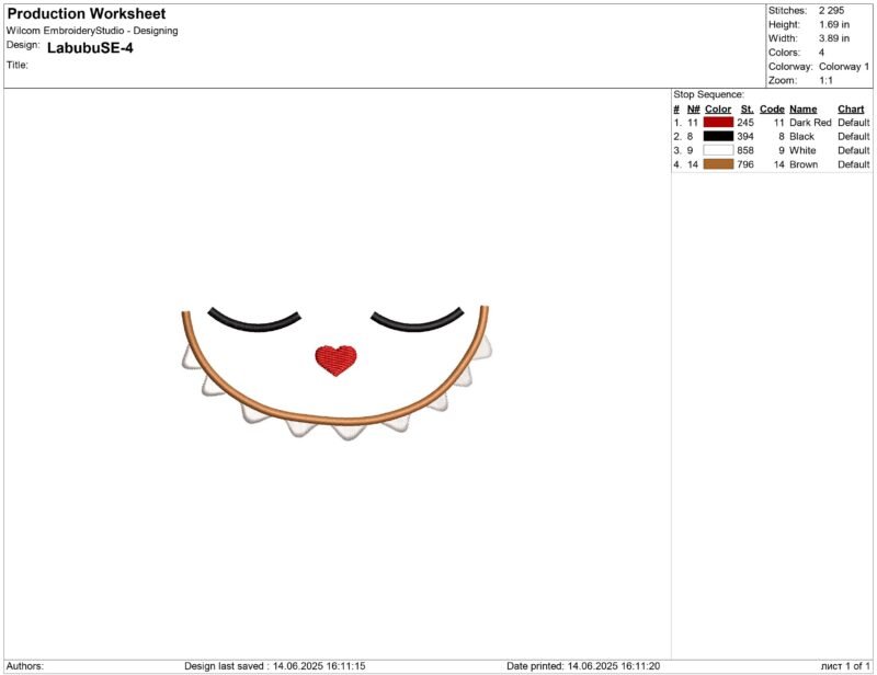 Labubu doll Face Embroidery design