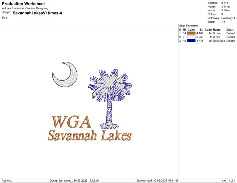 Savannah Lakes Embroidery design