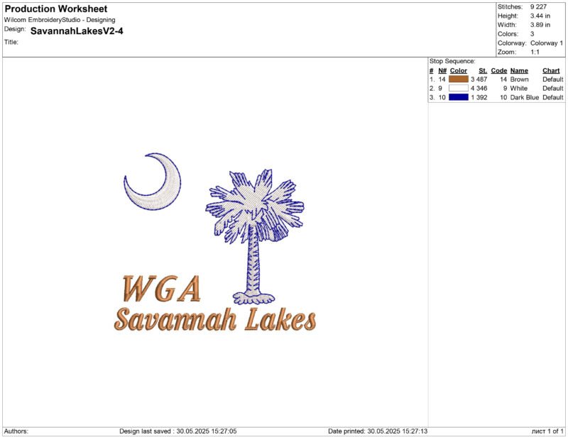 Savannah Lakes Embroidery design