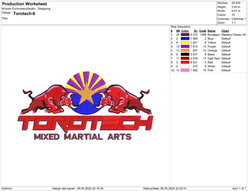 Torotech Embroidery design