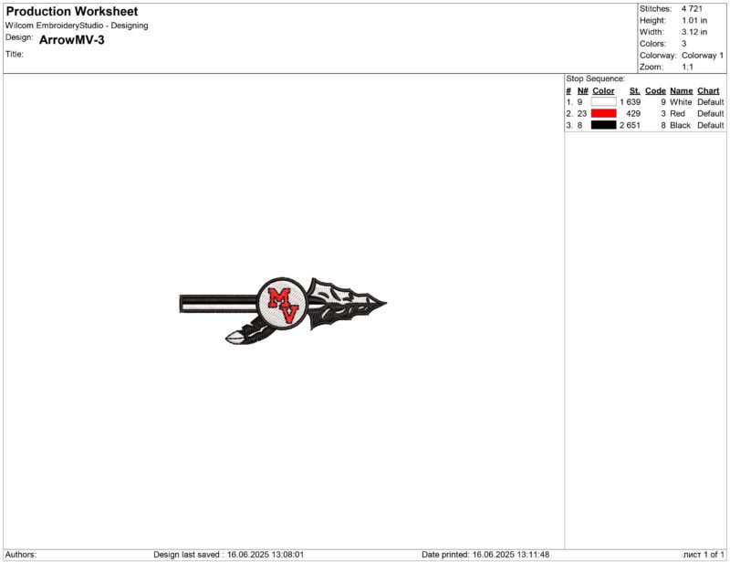 MV Arrow Embroidery design