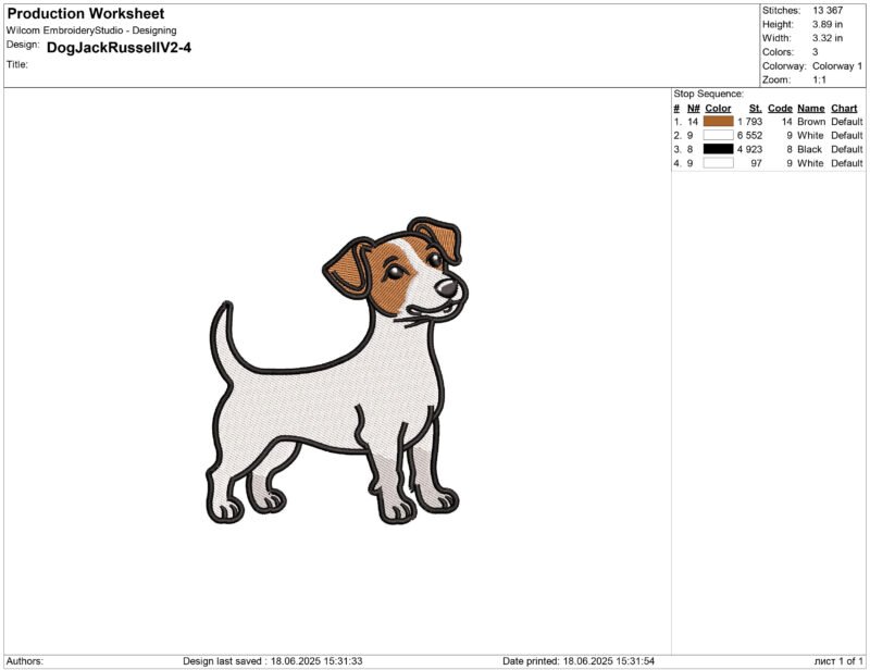 Standing Dog, Jack Russell Terrier Embroidery design