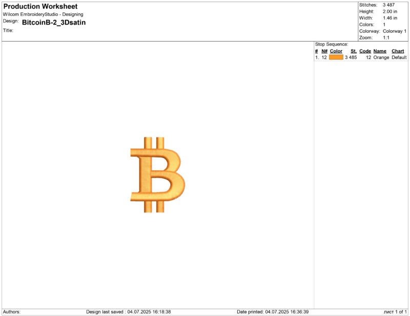 Bitcoin Embroidery design