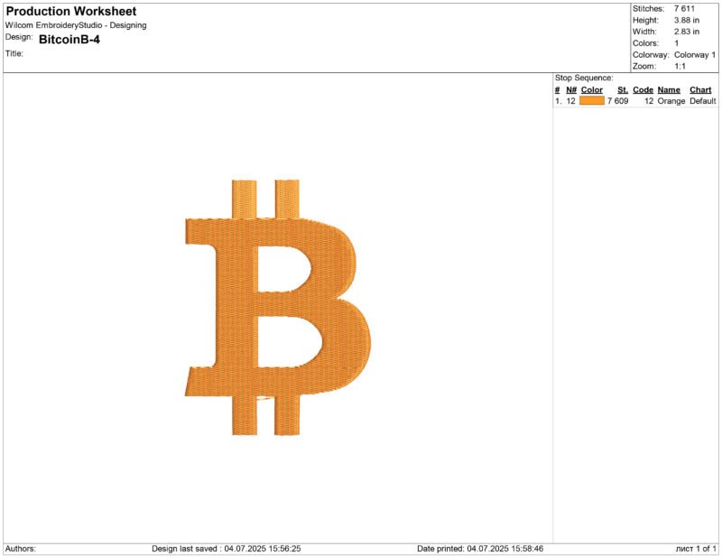 Bitcoin Embroidery design