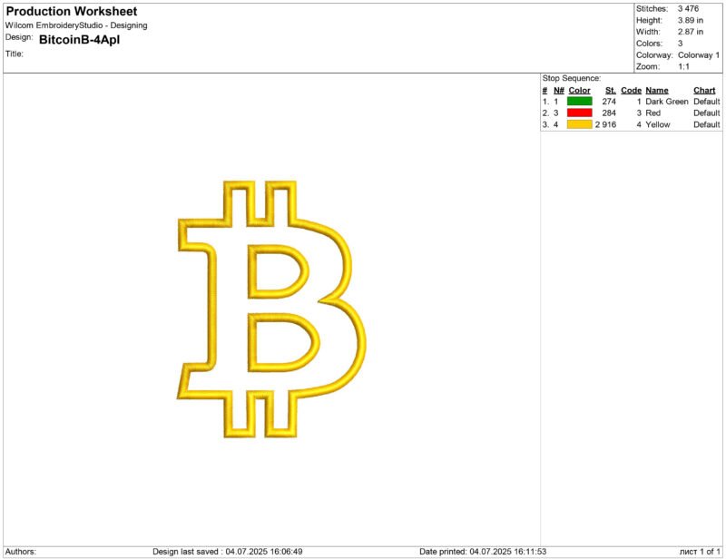 Bitcoin Embroidery design