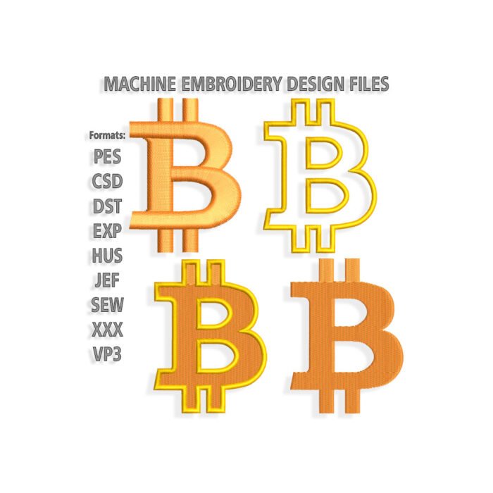 Bitcoin Embroidery design files for Machine embroidery