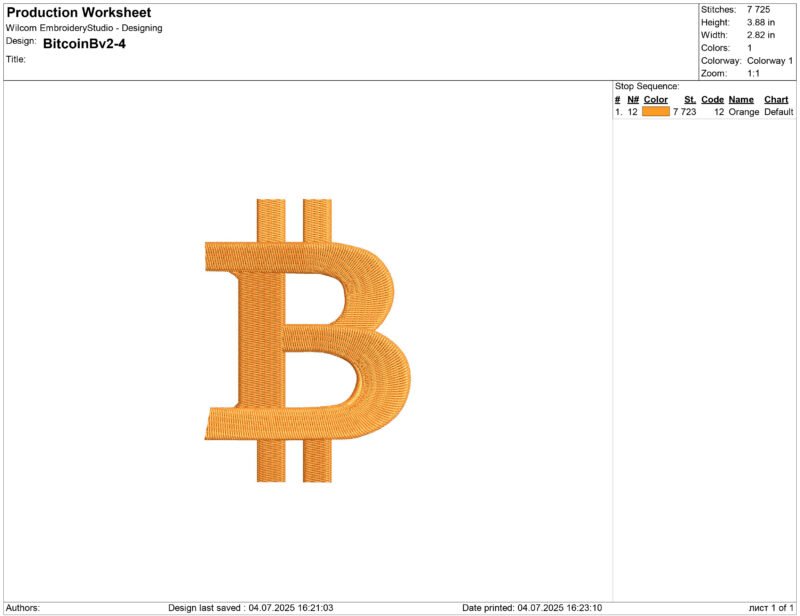 Bitcoin Embroidery design