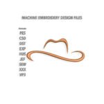 Silhouette of cowboy hat embroidery design