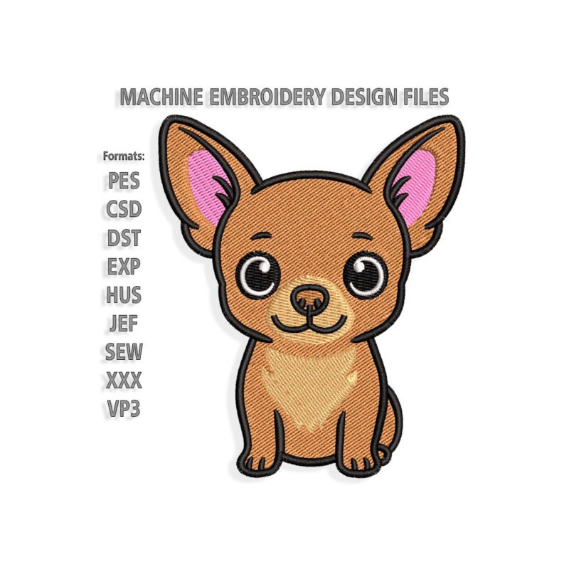 Sitting dog Chihuahua Embroidery design