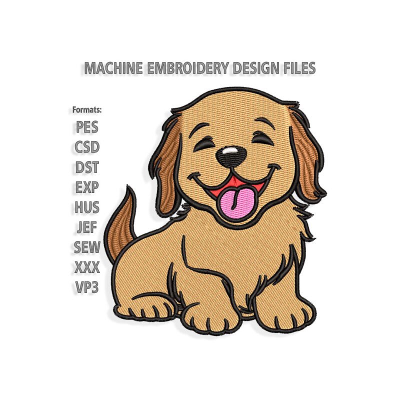 Standing Dog, Golden Retriever Embroidery design