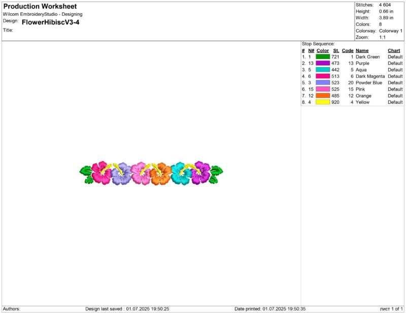 Line of tropical flowers Embroidery design - Image 2