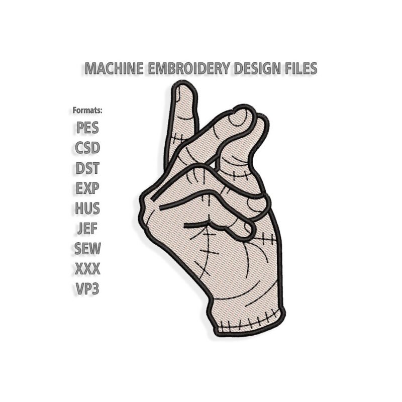 Snap your fingers, Thing Addams embroidery design
