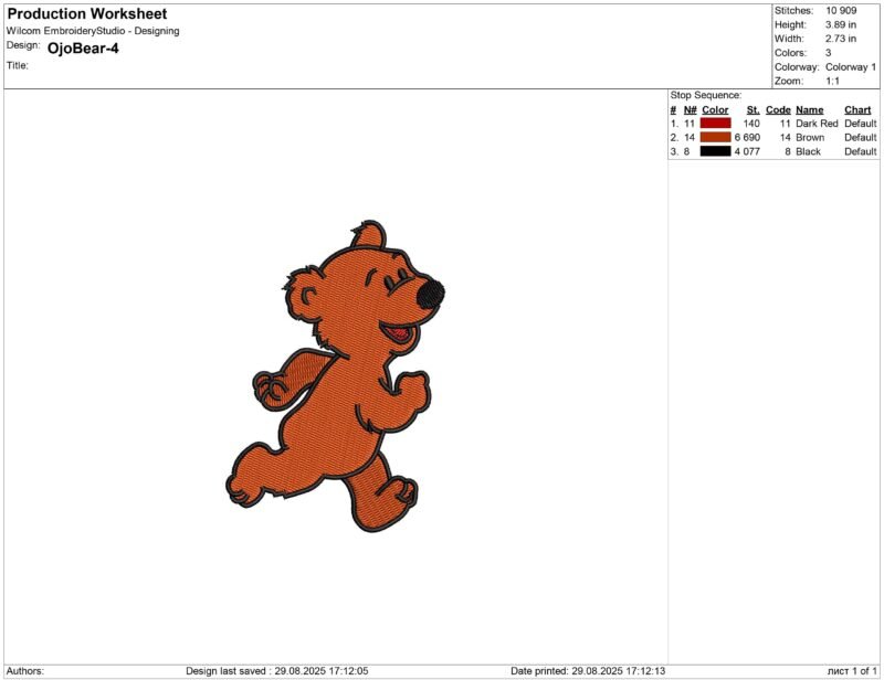 Bear cub Ojo Embroidery design files - Image 2