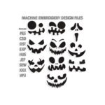 10 Halloween pumpkin faces Embroidery design