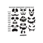 10 Halloween pumpkin faces Embroidery design