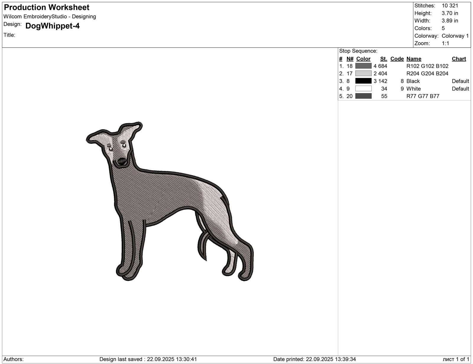 Whippet dog Embroidery design