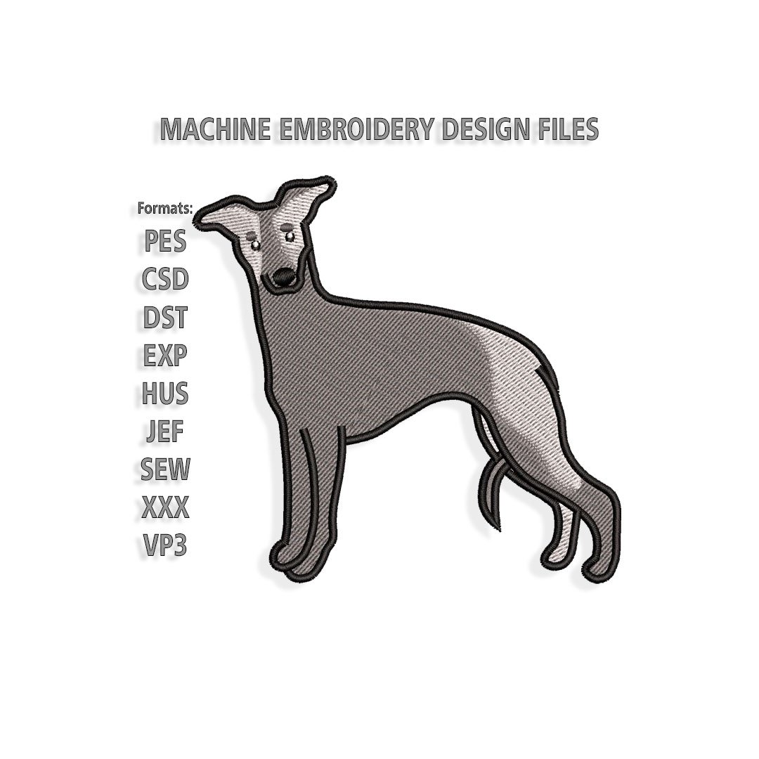 Whippet dog Embroidery design