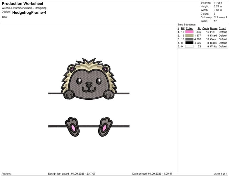 Hedgehog holds name frame Embroidery design files - Image 2