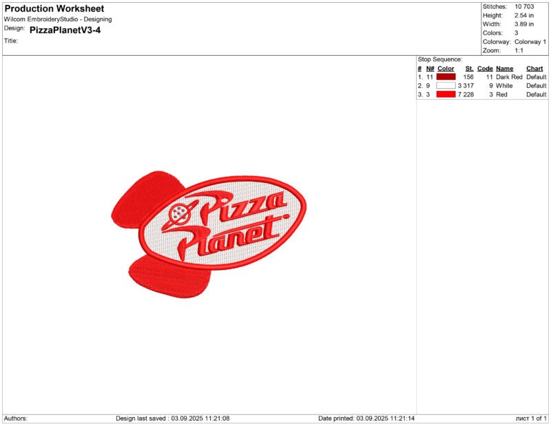 Toy Story red logo Pizza Planet Embroidery design files - Image 2
