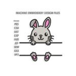 Rabbit boy holds name frame Embroidery design