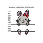 Rabbit girl holds name frame Embroidery design