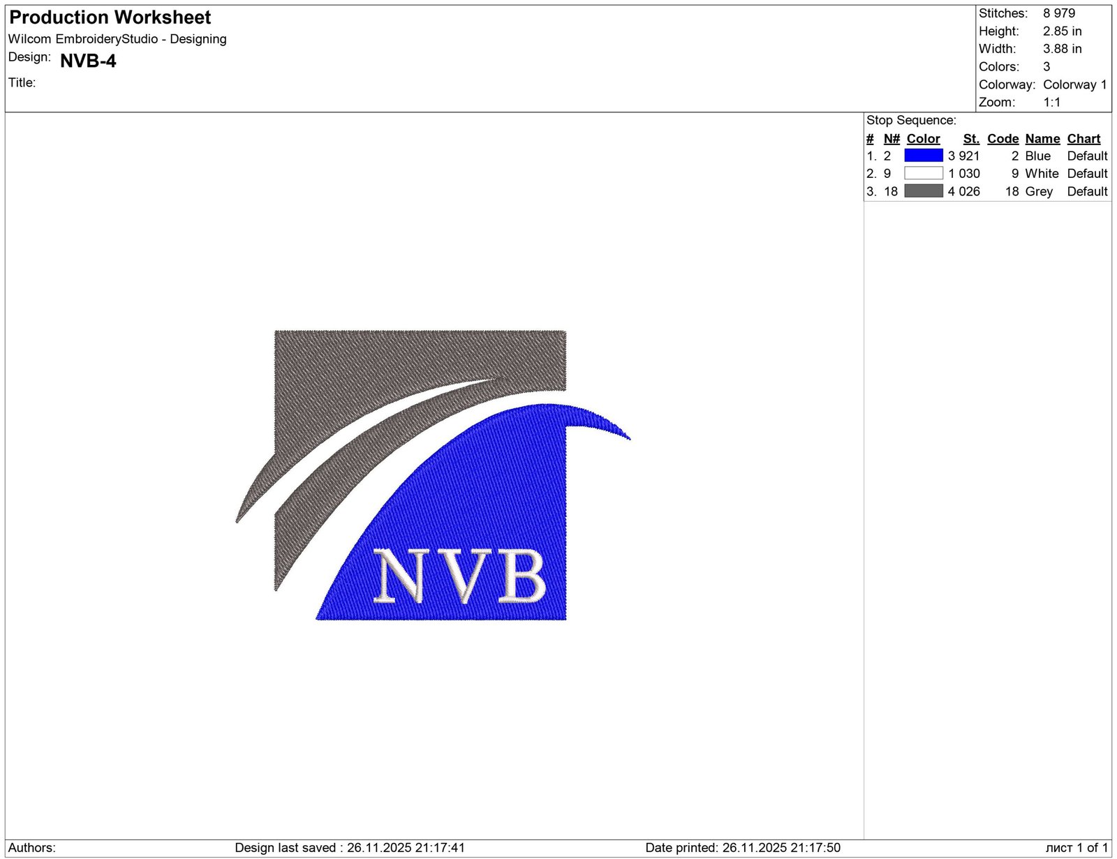 NVB Embroidery design