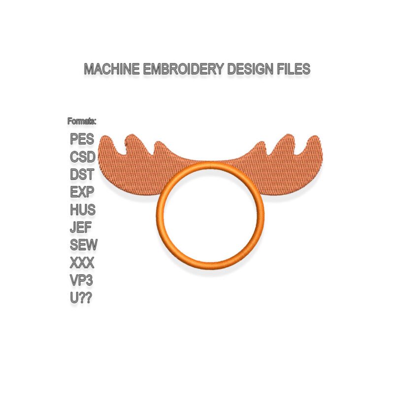 Hunting monogram frame with elk antlers Embroidery design