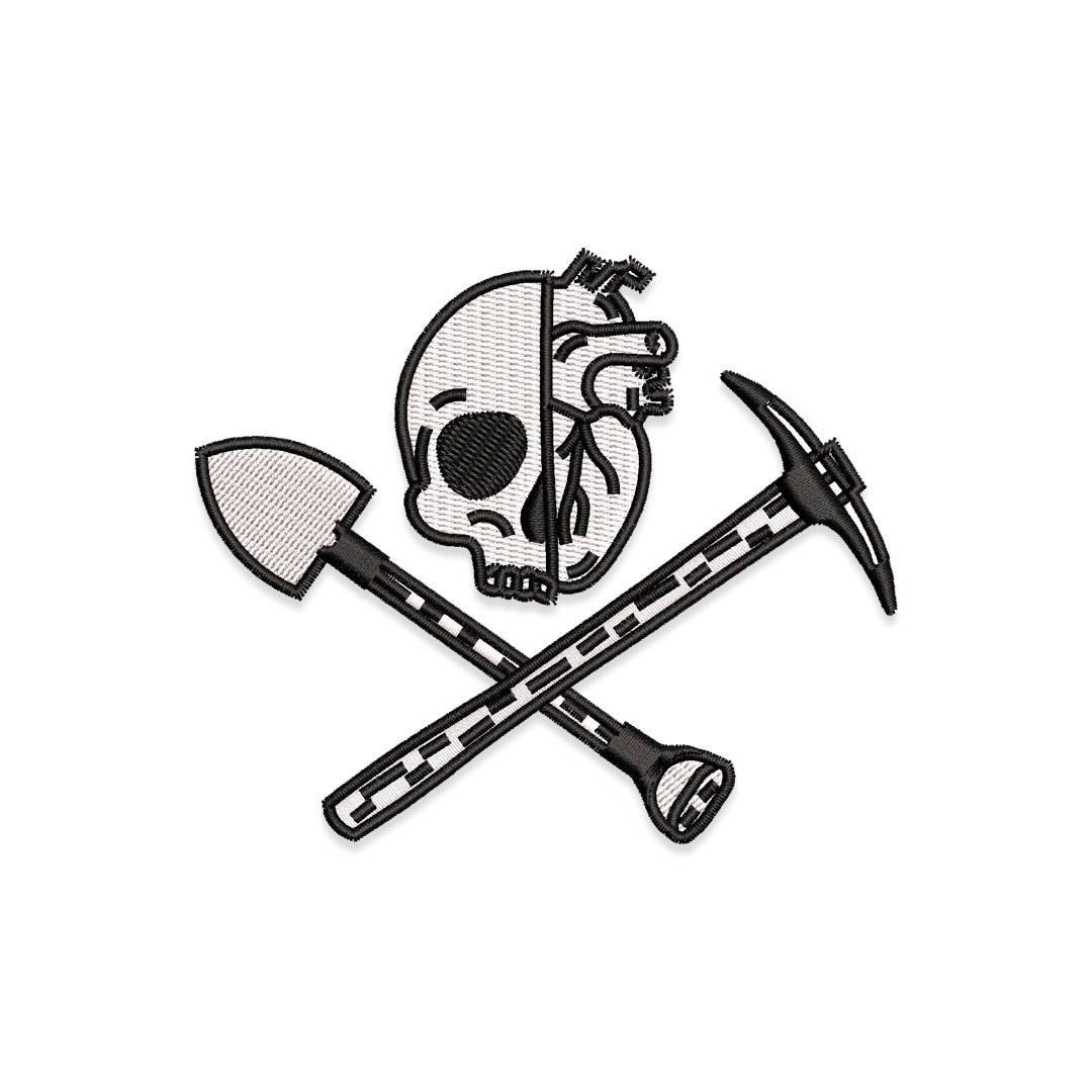 Skull and heart Embroidery design