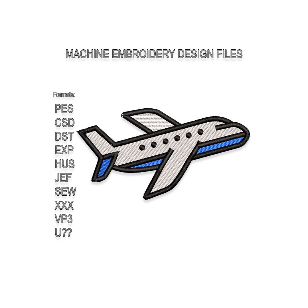 Blue Bottom Airplane Embroidery design