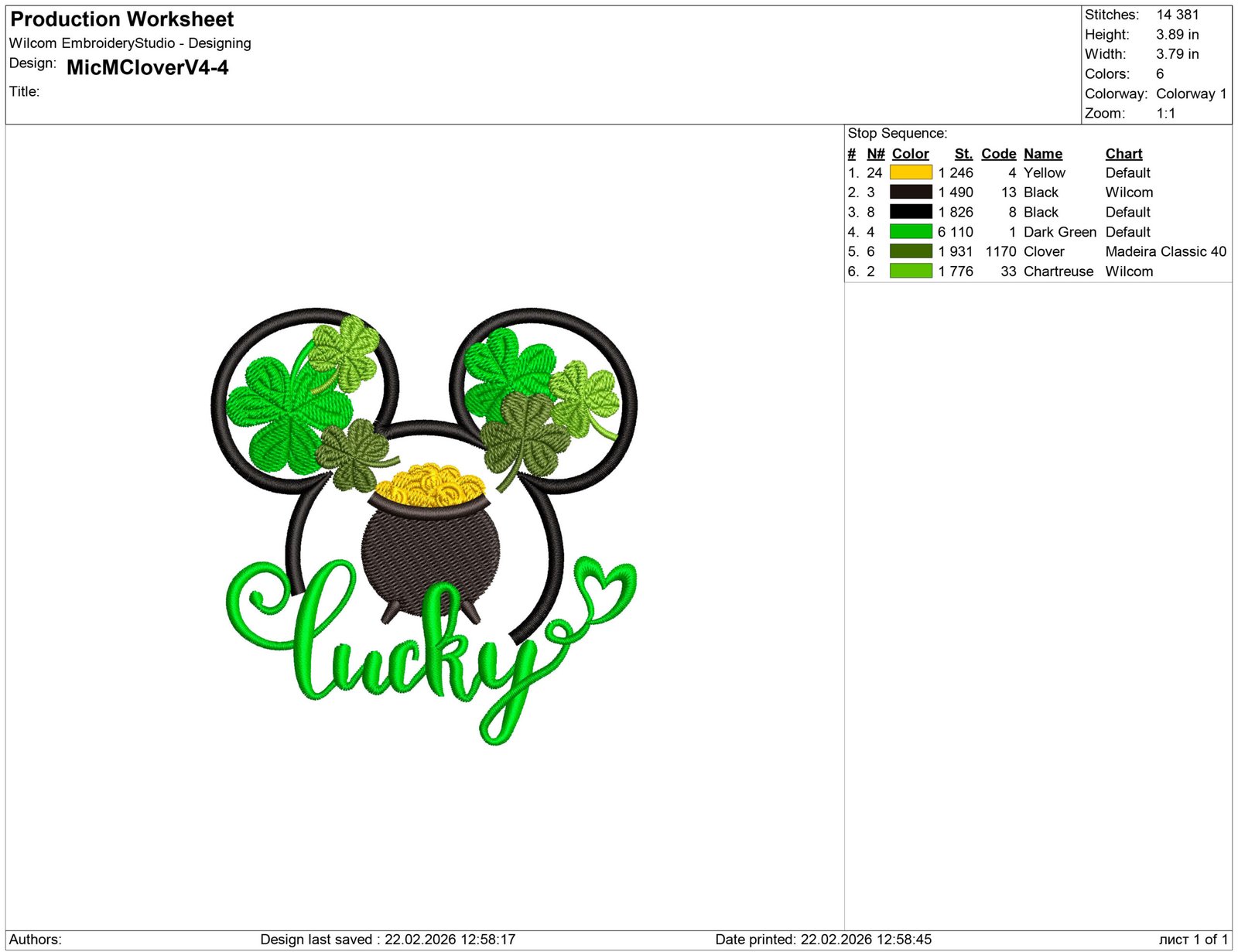 Mouse Silhouette with Lucky Clover Embroidery design files - Image 2
